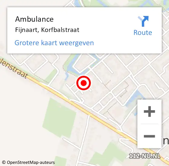 Locatie op kaart van de 112 melding: Ambulance Fijnaart, Korfbalstraat op 11 mei 2018 08:52