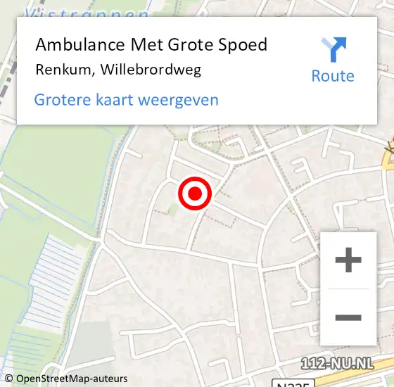 Locatie op kaart van de 112 melding: Ambulance Met Grote Spoed Naar Rhenen, Willibrordweg op 11 mei 2018 09:03