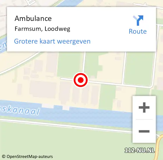 Locatie op kaart van de 112 melding: Ambulance Farmsum, Loodweg op 11 mei 2018 10:32