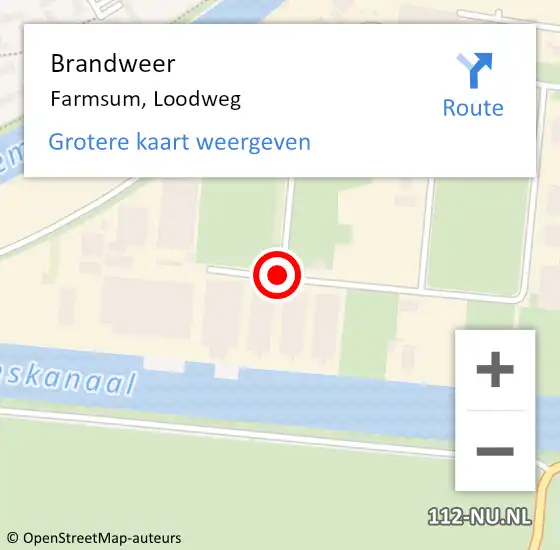 Locatie op kaart van de 112 melding: Brandweer Farmsum, Loodweg op 11 mei 2018 10:32