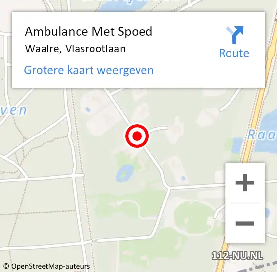 Locatie op kaart van de 112 melding: Ambulance Met Spoed Naar Waalre, Vlasrootlaan op 11 mei 2018 10:42