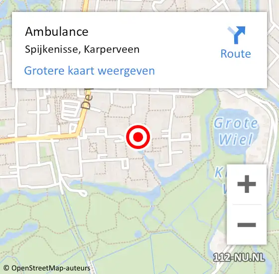 Locatie op kaart van de 112 melding: Ambulance Spijkenisse, Karperveen op 11 mei 2018 10:50