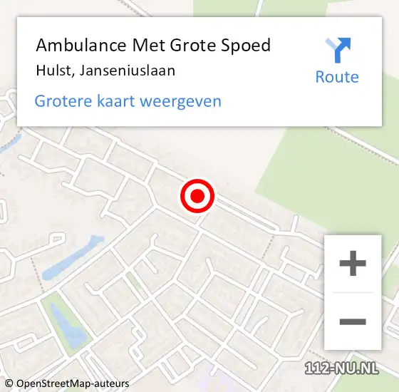 Locatie op kaart van de 112 melding: Ambulance Met Grote Spoed Naar Hulst, Janseniuslaan op 11 mei 2018 11:00