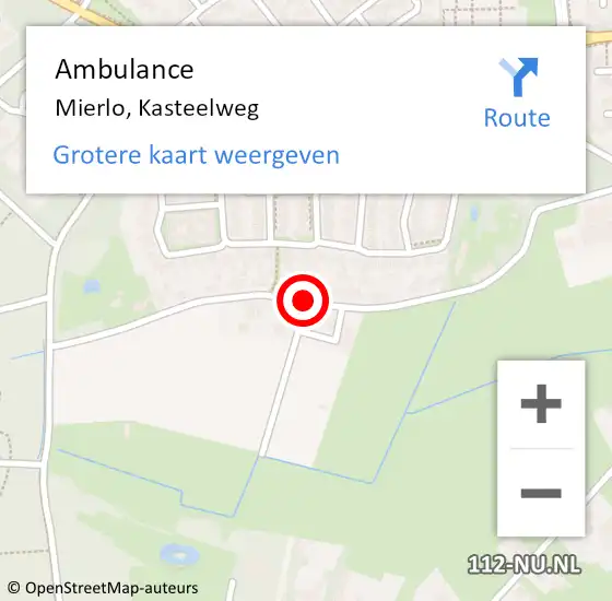 Locatie op kaart van de 112 melding: Ambulance Mierlo, Kasteelweg op 11 mei 2018 11:03