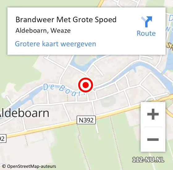 Locatie op kaart van de 112 melding: Brandweer Met Grote Spoed Naar Aldeboarn, Weaze op 24 februari 2014 19:59