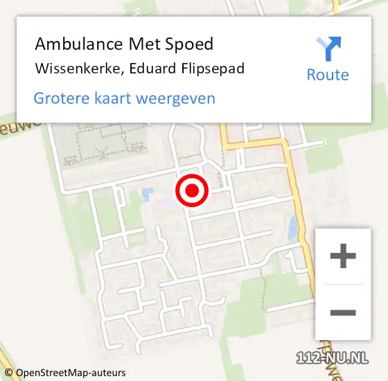 Locatie op kaart van de 112 melding: Ambulance Met Spoed Naar Wissenkerke, Eduard Flipsepad op 11 mei 2018 11:20