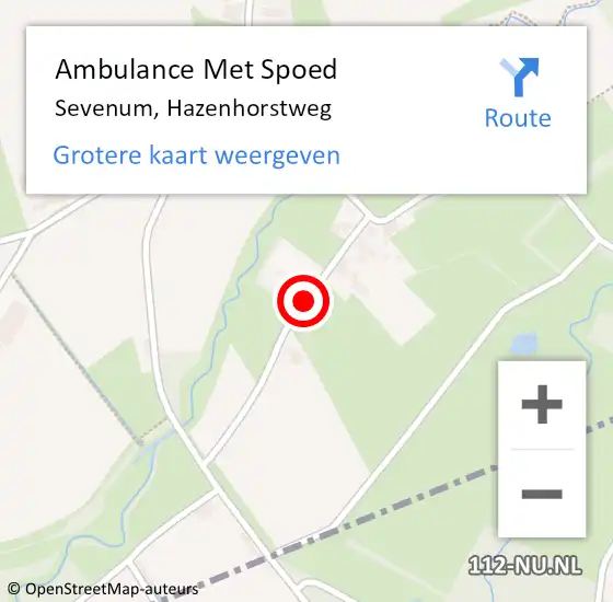 Locatie op kaart van de 112 melding: Ambulance Met Spoed Naar Sevenum, Hazenhorstweg op 23 september 2013 14:55