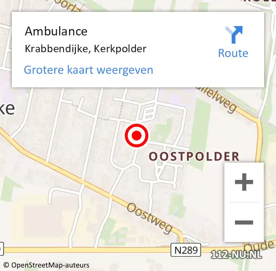 Locatie op kaart van de 112 melding: Ambulance Krabbendijke, Kerkpolder op 11 mei 2018 13:01