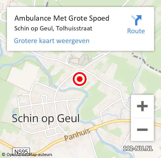 Locatie op kaart van de 112 melding: Ambulance Met Grote Spoed Naar Schin op Geul, Tolhuisstraat op 24 februari 2014 20:19