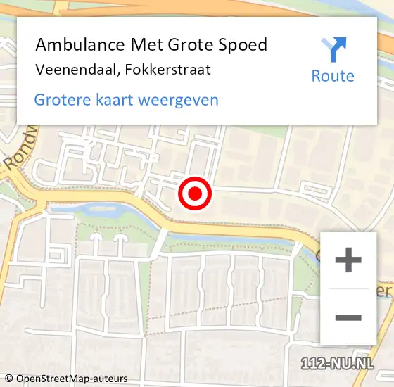 Locatie op kaart van de 112 melding: Ambulance Met Grote Spoed Naar Veenendaal, Fokkerstraat op 11 mei 2018 13:36