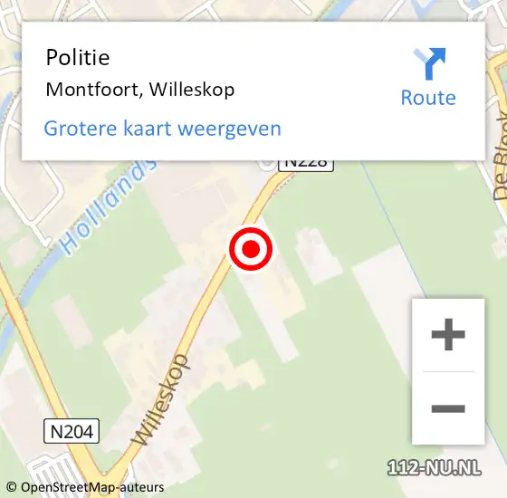 Locatie op kaart van de 112 melding: Politie Montfoort, Willeskop op 11 mei 2018 13:42