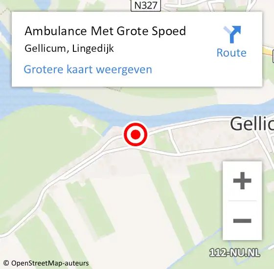 Locatie op kaart van de 112 melding: Ambulance Met Grote Spoed Naar Gellicum, Lingedijk op 11 mei 2018 13:46