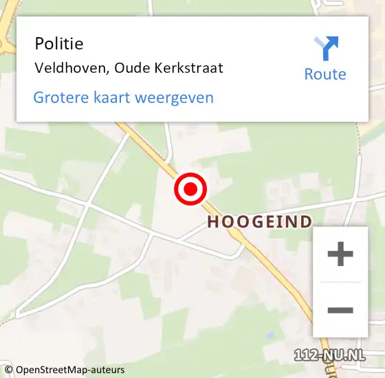 Locatie op kaart van de 112 melding: Politie Veldhoven, Oude Kerkstraat op 11 mei 2018 13:51