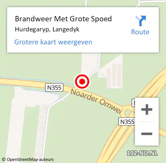 Locatie op kaart van de 112 melding: Brandweer Met Grote Spoed Naar Hurdegaryp, Langedyk op 11 mei 2018 14:52