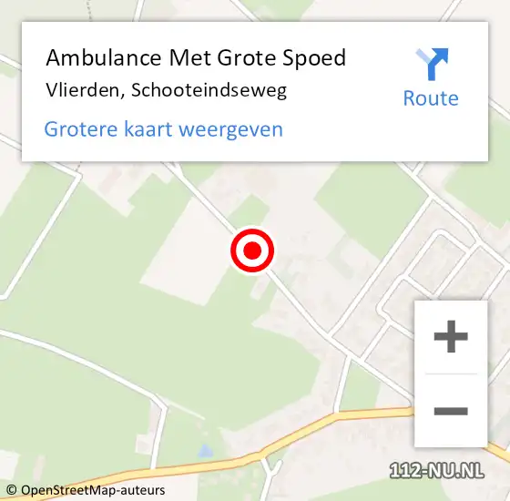 Locatie op kaart van de 112 melding: Ambulance Met Grote Spoed Naar Vlierden, Schooteindseweg op 11 mei 2018 14:56