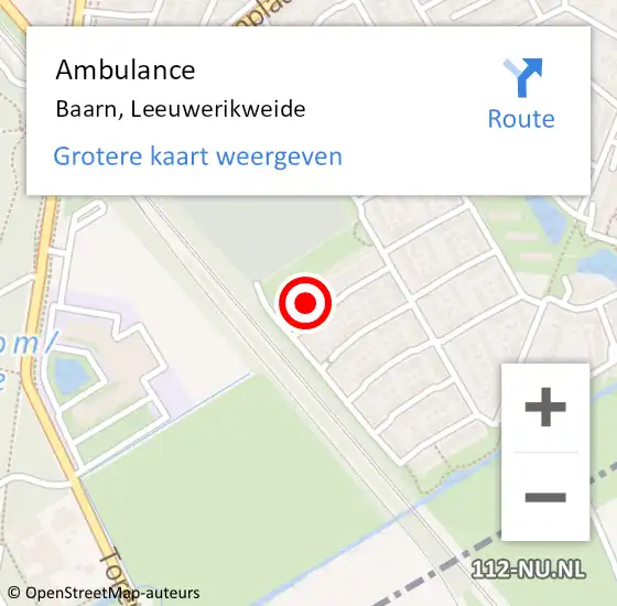 Locatie op kaart van de 112 melding: Ambulance Baarn, Leeuwerikweide op 11 mei 2018 16:17