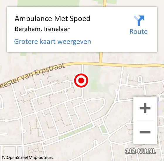 Locatie op kaart van de 112 melding: Ambulance Met Spoed Naar Berghem, Irenelaan op 11 mei 2018 16:48