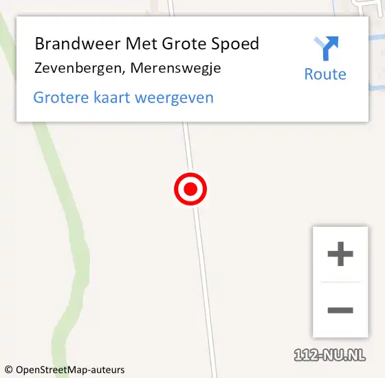 Locatie op kaart van de 112 melding: Brandweer Met Grote Spoed Naar Zevenbergen, Merenswegje op 11 mei 2018 17:13