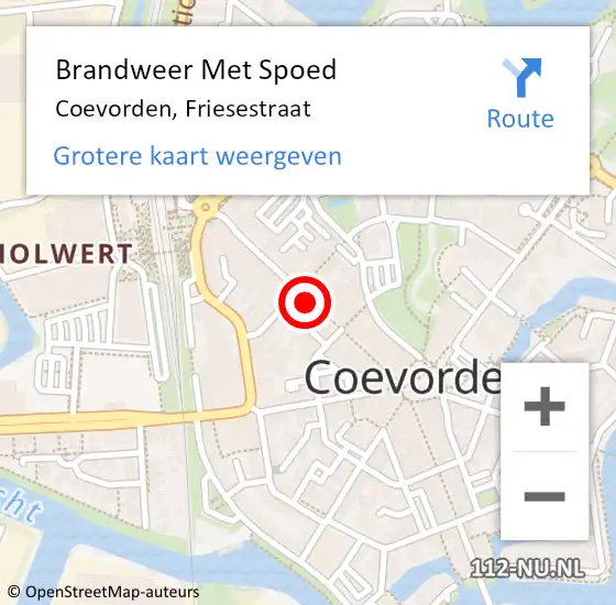 Locatie op kaart van de 112 melding: Brandweer Met Spoed Naar Coevorden, Friesestraat op 11 mei 2018 17:26