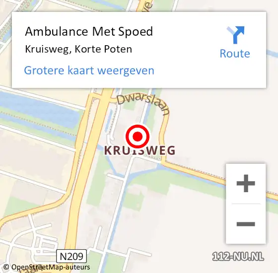 Locatie op kaart van de 112 melding: Ambulance Met Spoed Naar Kruisweg, Korte Poten op 11 mei 2018 17:38