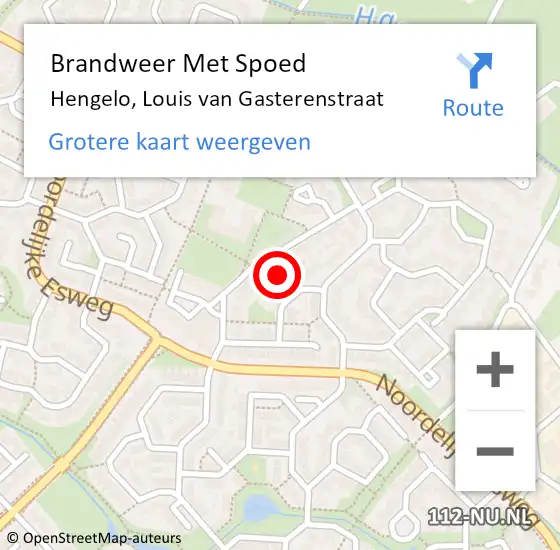 Locatie op kaart van de 112 melding: Brandweer Met Spoed Naar Hengelo, Louis van Gasterenstraat op 11 mei 2018 17:54