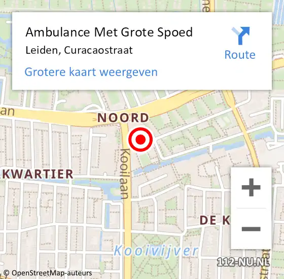 Locatie op kaart van de 112 melding: Ambulance Met Grote Spoed Naar Leiden, Curacaostraat op 11 mei 2018 17:54