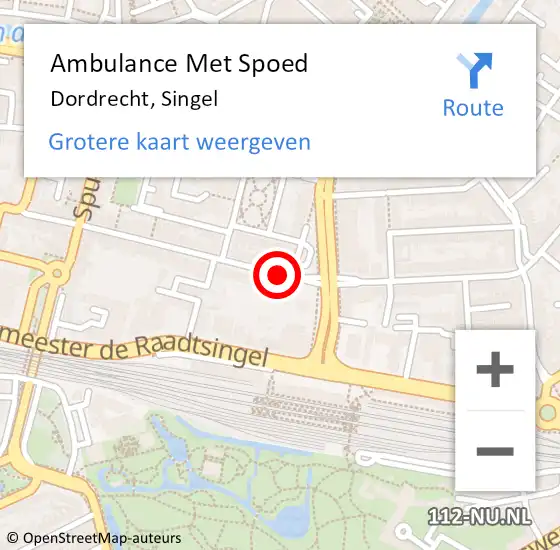 Locatie op kaart van de 112 melding: Ambulance Met Spoed Naar Dordrecht, Singel op 11 mei 2018 19:04