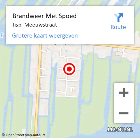 Locatie op kaart van de 112 melding: Brandweer Met Spoed Naar Jisp, Meeuwstraat op 11 mei 2018 19:45