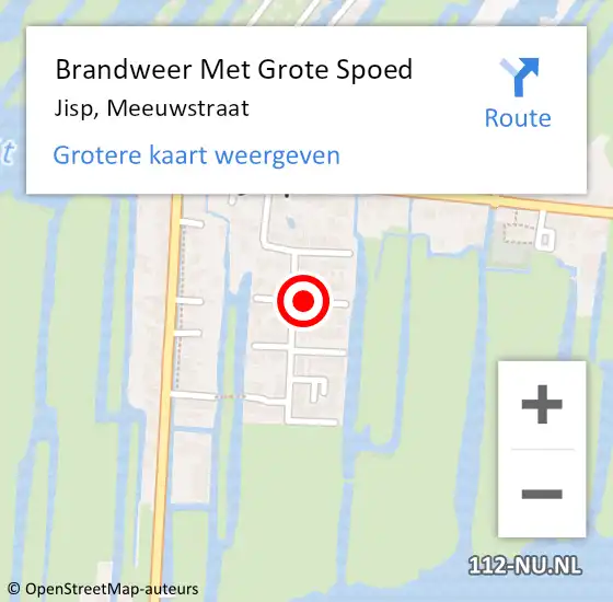 Locatie op kaart van de 112 melding: Brandweer Met Grote Spoed Naar Jisp, Meeuwstraat op 11 mei 2018 19:47