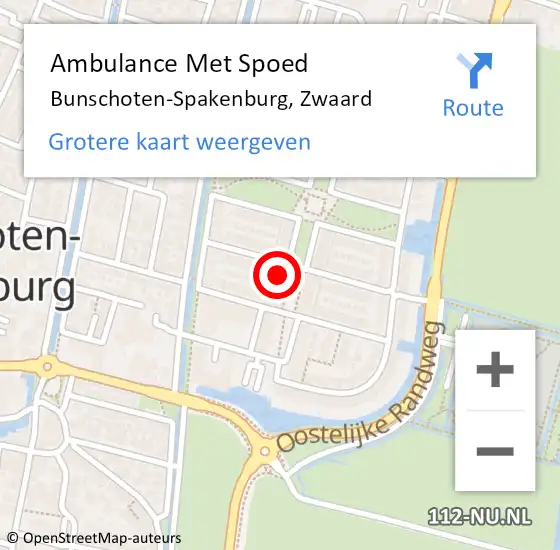 Locatie op kaart van de 112 melding: Ambulance Met Spoed Naar Bunschoten-Spakenburg, Zwaard op 11 mei 2018 20:04