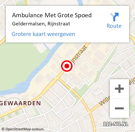 Locatie op kaart van de 112 melding: Ambulance Met Grote Spoed Naar Geldermalsen, Rijnstraat op 11 mei 2018 20:42