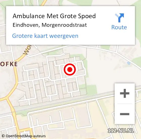 Locatie op kaart van de 112 melding: Ambulance Met Grote Spoed Naar Eindhoven, Morgenroodstraat op 11 mei 2018 21:03