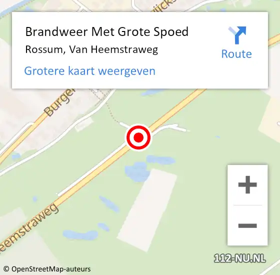 Locatie op kaart van de 112 melding: Brandweer Met Grote Spoed Naar Rossum, Van Heemstraweg op 11 mei 2018 21:36