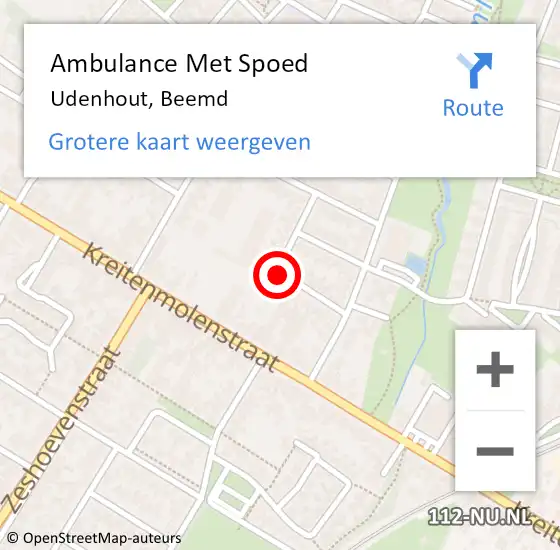 Locatie op kaart van de 112 melding: Ambulance Met Spoed Naar Udenhout, Beemd op 11 mei 2018 21:45