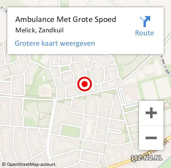 Locatie op kaart van de 112 melding: Ambulance Met Grote Spoed Naar Melick, Zandkuil op 11 mei 2018 22:02