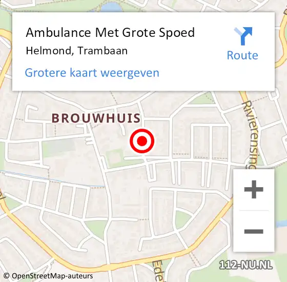 Locatie op kaart van de 112 melding: Ambulance Met Grote Spoed Naar Helmond, Trambaan op 11 mei 2018 22:24