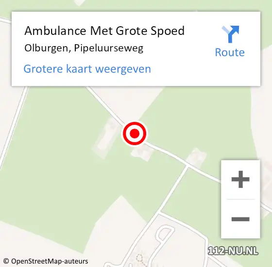 Locatie op kaart van de 112 melding: Ambulance Met Grote Spoed Naar Olburgen, Pipeluurseweg op 11 mei 2018 23:20