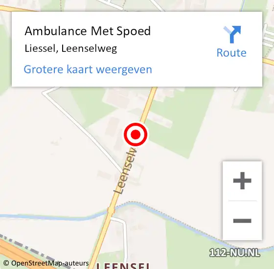 Locatie op kaart van de 112 melding: Ambulance Met Spoed Naar Liessel, Leenselweg op 11 mei 2018 23:31