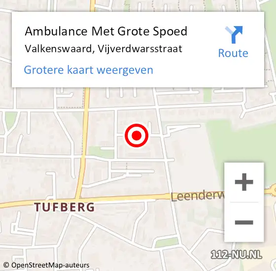 Locatie op kaart van de 112 melding: Ambulance Met Grote Spoed Naar Valkenswaard, Vijverdwarsstraat op 11 mei 2018 23:49