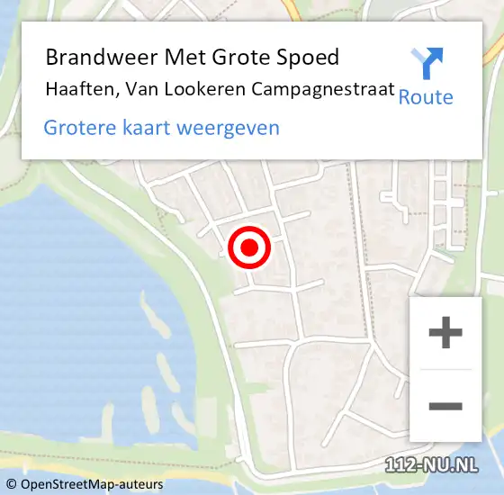 Locatie op kaart van de 112 melding: Brandweer Met Grote Spoed Naar Haaften, Van Lookeren Campagnestraat op 12 mei 2018 00:09