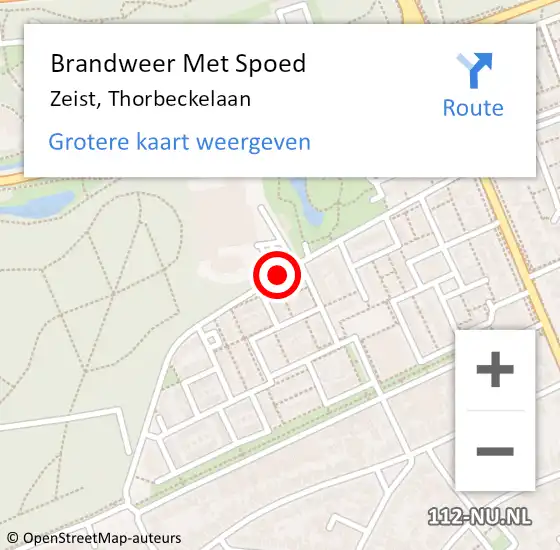 Locatie op kaart van de 112 melding: Brandweer Met Spoed Naar Zeist, Thorbeckelaan op 12 mei 2018 00:25