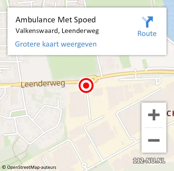 Locatie op kaart van de 112 melding: Ambulance Met Spoed Naar Valkenswaard, Leenderweg op 12 mei 2018 03:02