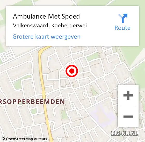 Locatie op kaart van de 112 melding: Ambulance Met Spoed Naar Valkenswaard, Koeherderwei op 12 mei 2018 03:16