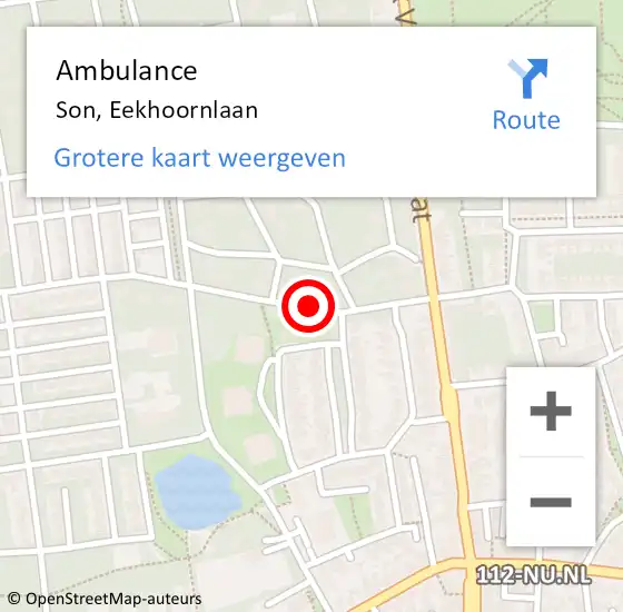 Locatie op kaart van de 112 melding: Ambulance Son, Eekhoornlaan op 12 mei 2018 03:35