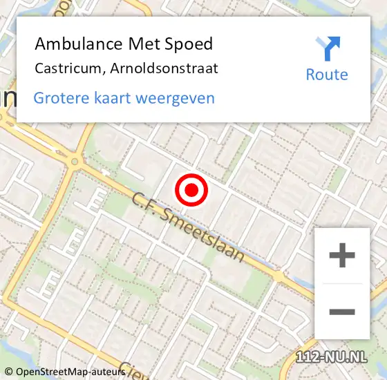 Locatie op kaart van de 112 melding: Ambulance Met Spoed Naar Castricum, Arnoldsonstraat op 12 mei 2018 04:23