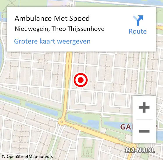 Locatie op kaart van de 112 melding: Ambulance Met Spoed Naar Nieuwegein, Theo Thijssenhove op 12 mei 2018 06:15