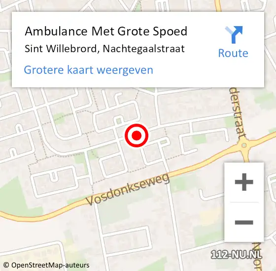 Locatie op kaart van de 112 melding: Ambulance Met Grote Spoed Naar Sint Willebrord, Nachtegaalstraat op 12 mei 2018 06:38