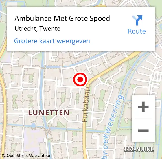 Locatie op kaart van de 112 melding: Ambulance Met Grote Spoed Naar Utrecht, Twente op 12 mei 2018 06:43