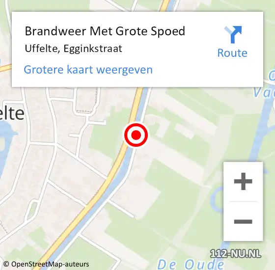 Locatie op kaart van de 112 melding: Brandweer Met Grote Spoed Naar Uffelte, Egginkstraat op 12 mei 2018 06:55