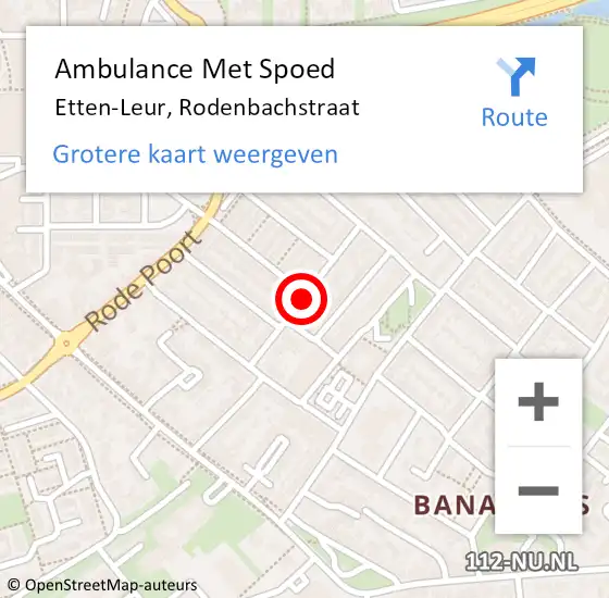 Locatie op kaart van de 112 melding: Ambulance Met Spoed Naar Etten-Leur, Rodenbachstraat op 12 mei 2018 07:11